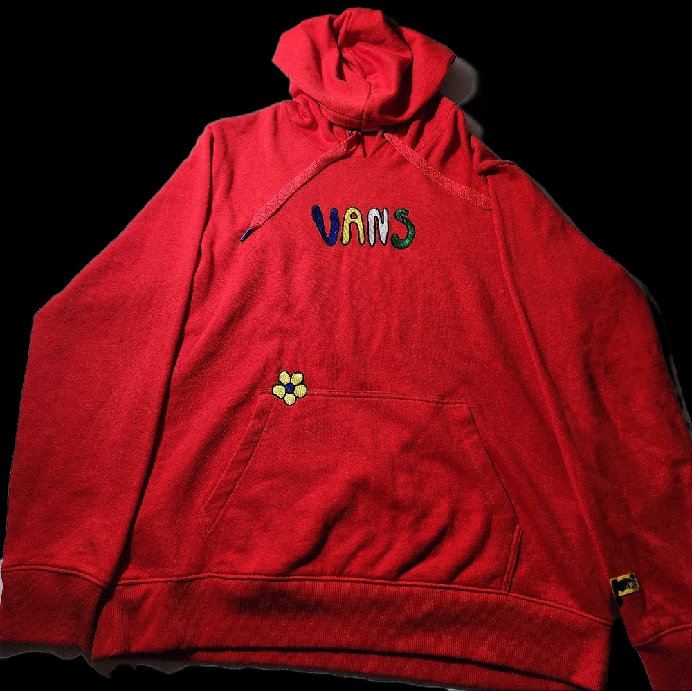 Vans Red Hoodie with Multicolor Logo